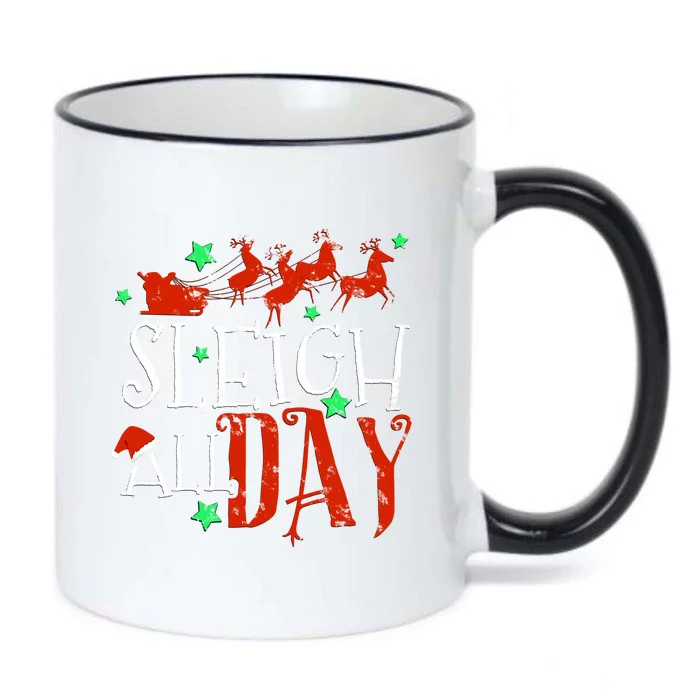 Sleigh All Day Funny Santa Sled Christmas Gift Black Color Changing Mug