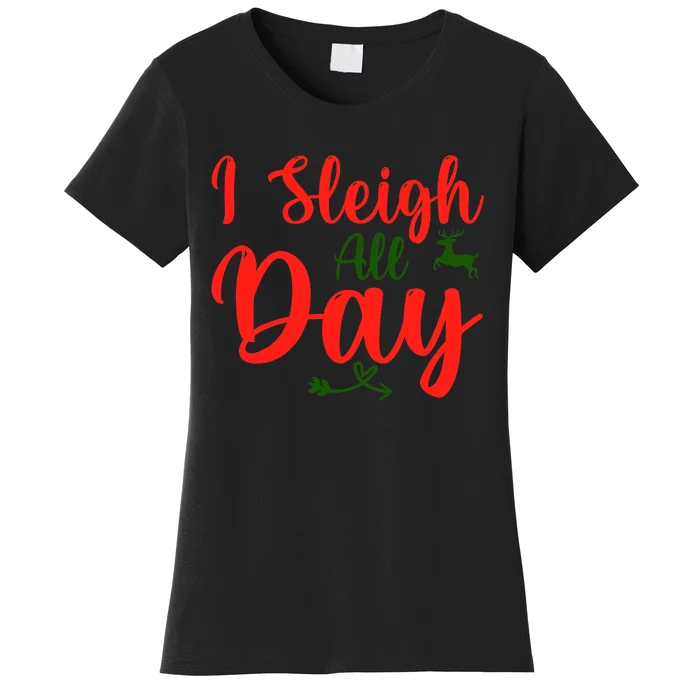 Sleigh All Day Dabbing Santa Funny Christmas Women's T-Shirt