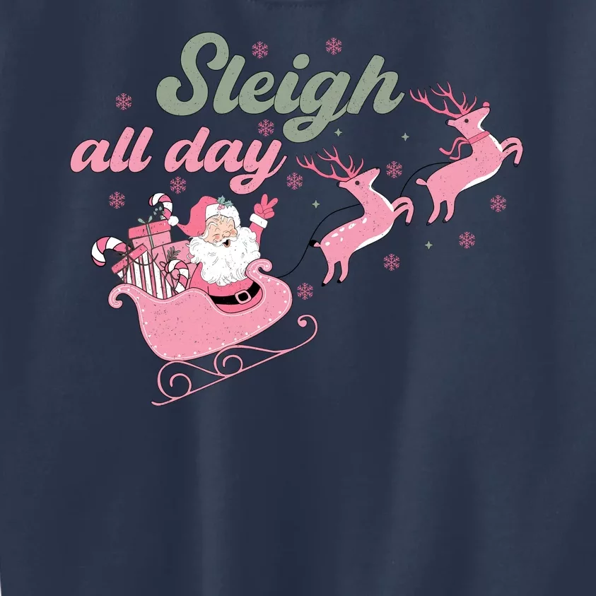 Sleigh All Day Cute Santa Christmas Holiday Kids Sweatshirt