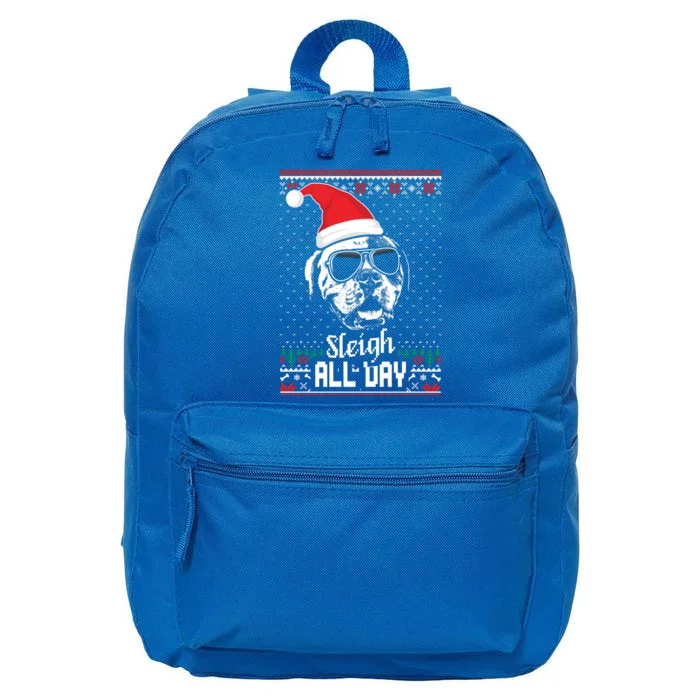 Sleigh All Day Funny American Bulldog Christmas Great Gift 16 in Basic Backpack