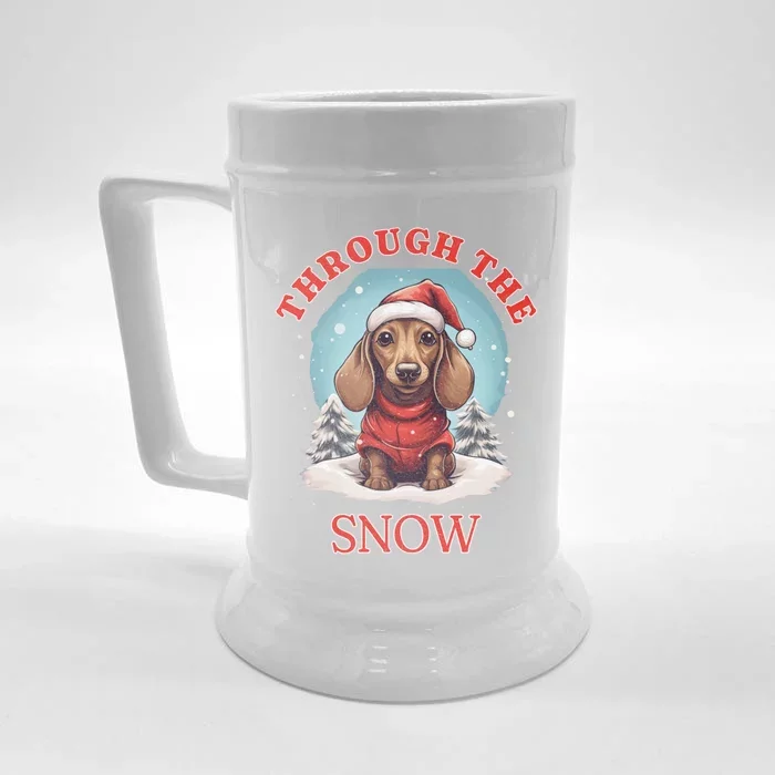 Sleigh All Day Funny Dachshund Christmas Gift Front & Back Beer Stein