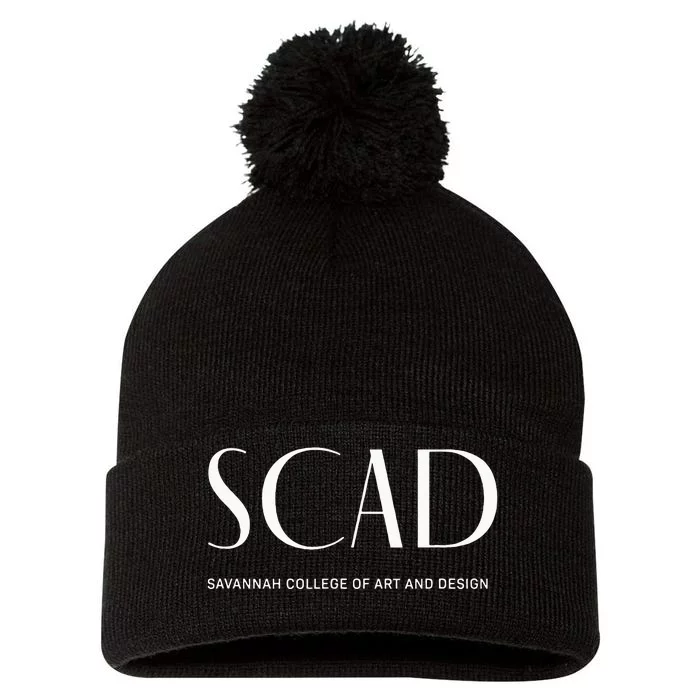 SCAD Art Deco Style College Pom Pom 12in Knit Beanie