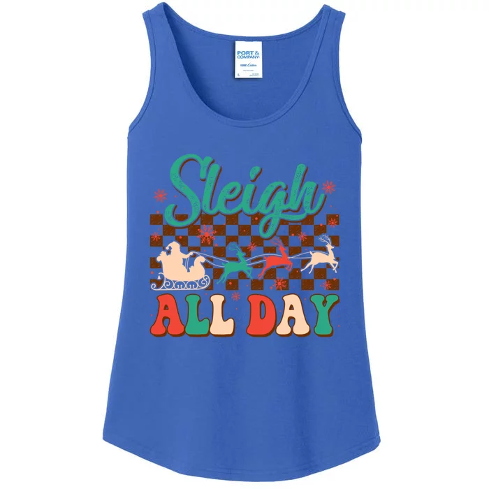 Sleigh All Day Santa Claus Merry Christmas Groovy Retro Cute Gift Ladies Essential Tank