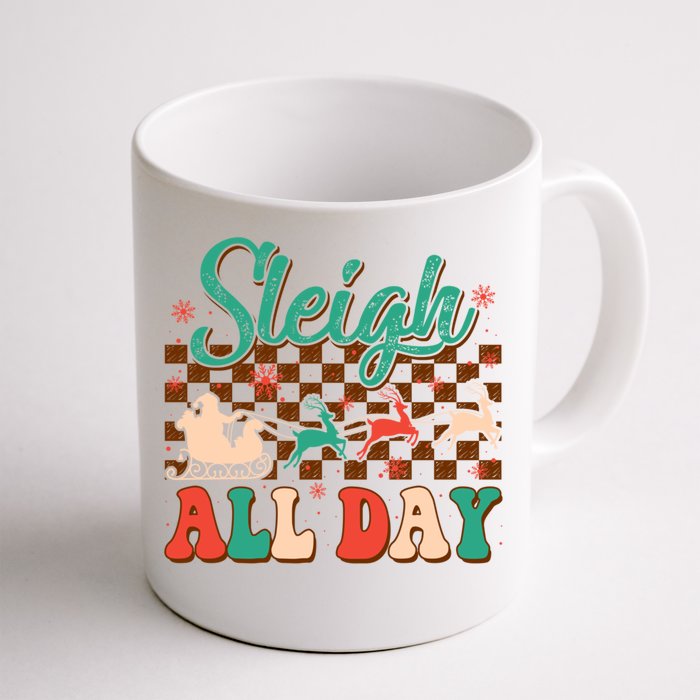 Sleigh All Day Santa Claus Merry Christmas Groovy Retro Cute Gift Front & Back Coffee Mug