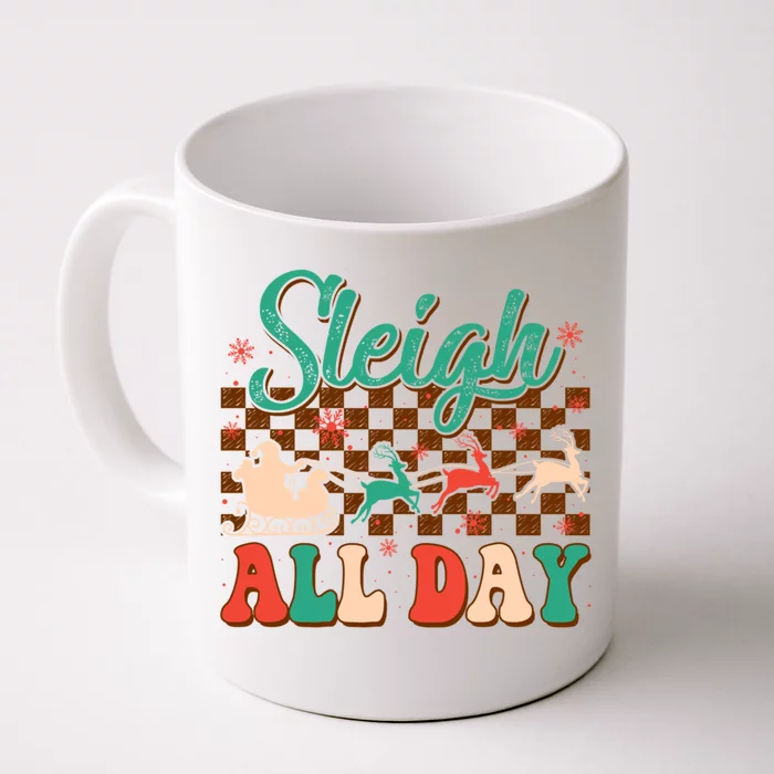 Sleigh All Day Santa Claus Merry Christmas Groovy Retro Cute Gift Front & Back Coffee Mug