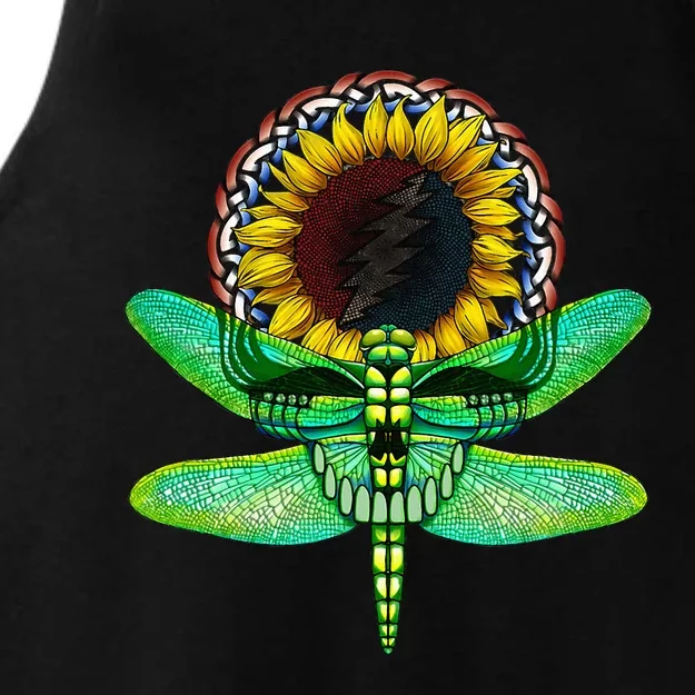 Sunflower And Dragonfly Skull Art Tribute To Michael Everett Ladies Tri-Blend Wicking Tank