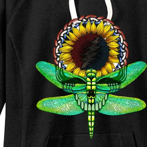 Sunflower And Dragonfly Skull Art Tribute To Michael Everett Women's Fleece Hoodie