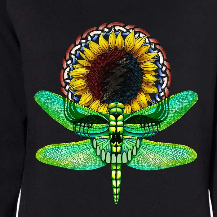 Sunflower And Dragonfly Skull Art Tribute To Michael Everett Womens California Wash Sweatshirt