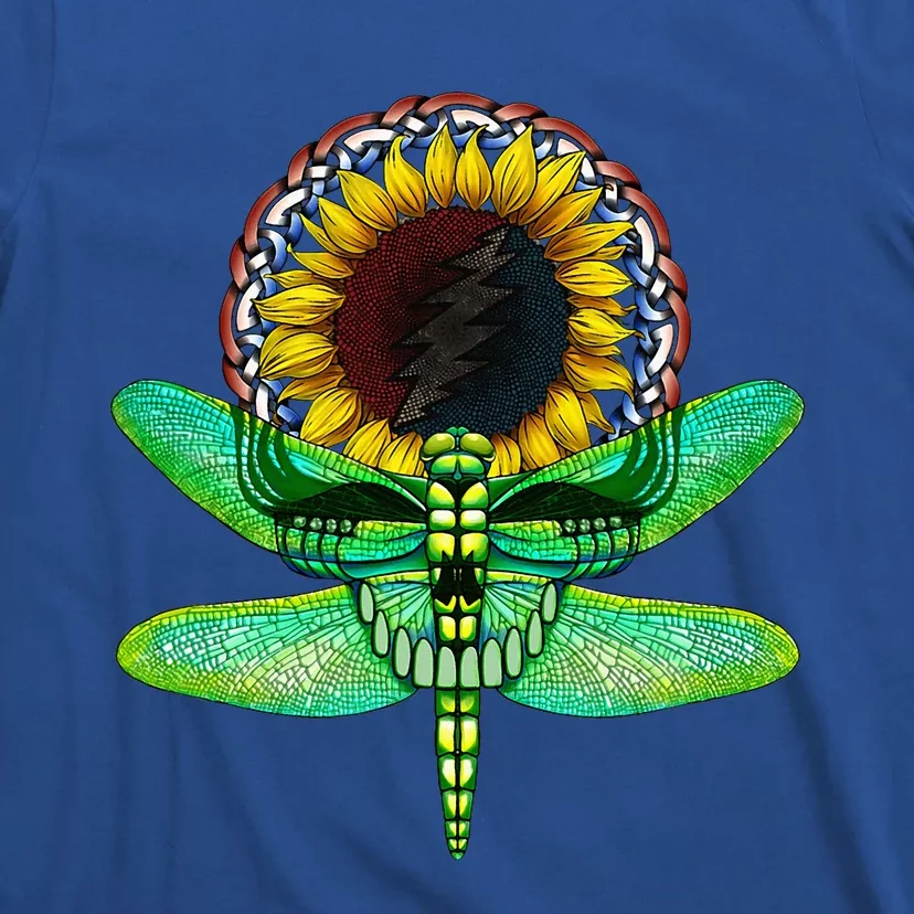 Sunflower And Dragonfly Skull Art Tribute To Michael Everett T-Shirt