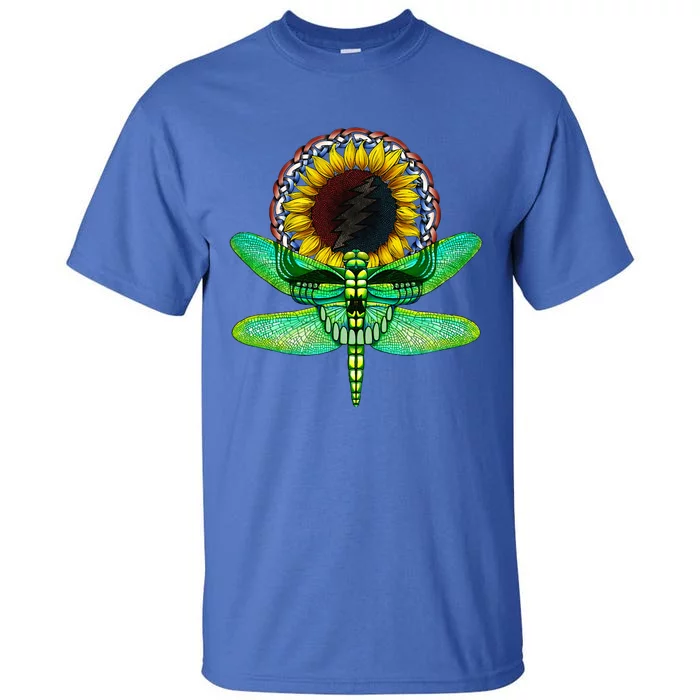 Sunflower And Dragonfly Skull Art Tribute To Michael Everett Tall T-Shirt