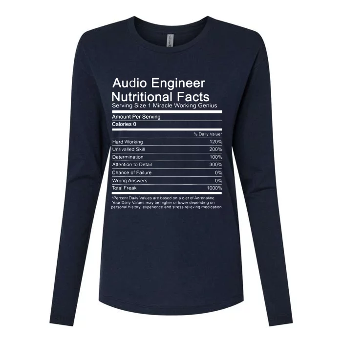 Sound Audio Engineer Nutrition Facts Music Production Gift Womens Cotton Relaxed Long Sleeve T-Shirt