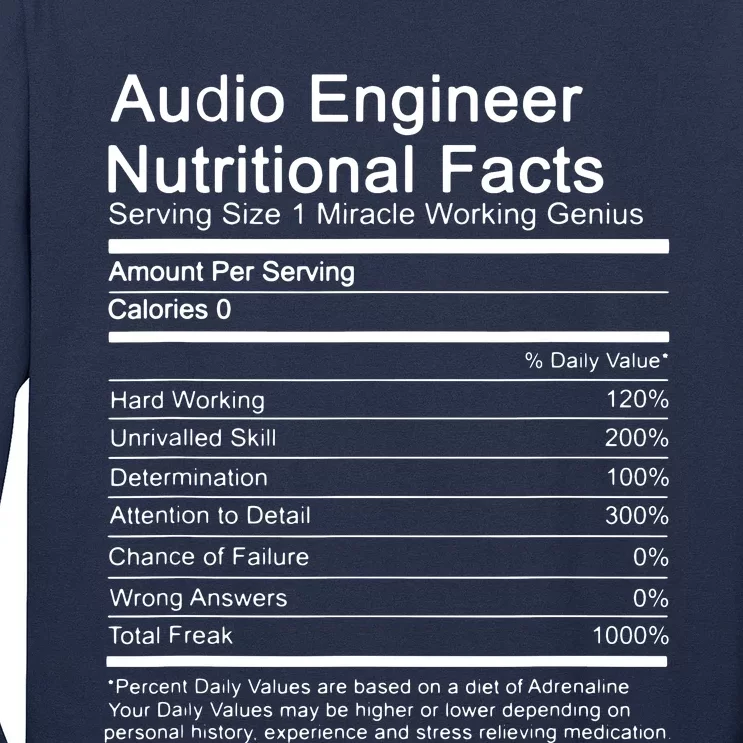 Sound Audio Engineer Nutrition Facts Music Production Gift Long Sleeve Shirt