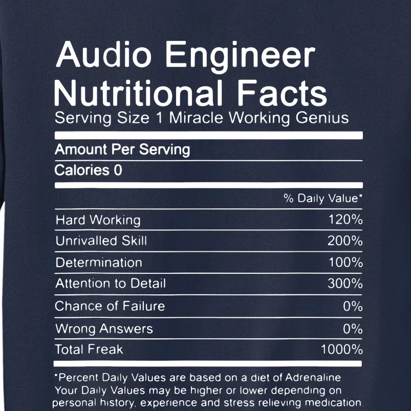 Sound Audio Engineer Nutrition Facts Music Production Gift Sweatshirt