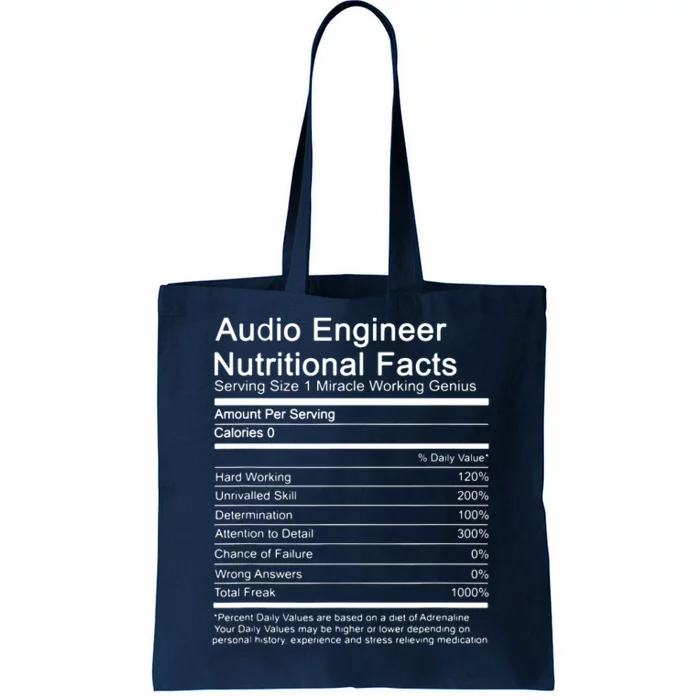 Sound Audio Engineer Nutrition Facts Music Production Gift Tote Bag