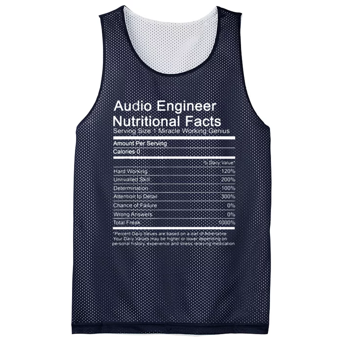 Sound Audio Engineer Nutrition Facts Music Production Gift Mesh Reversible Basketball Jersey Tank