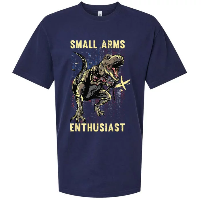 Small Arms Enthusiast Funny T Rex With Machine Gun USA Flag Sueded Cloud Jersey T-Shirt