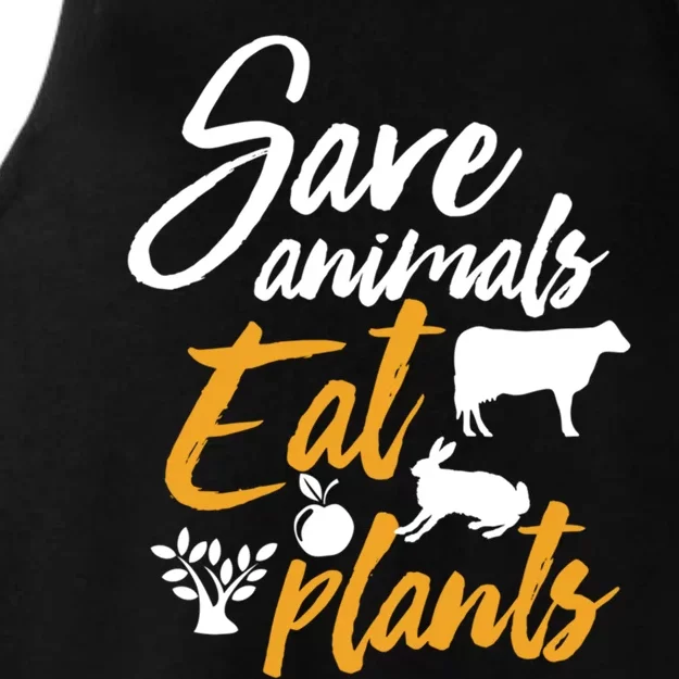 Save Animals Eat Plants Funny Vegan Vegetarian Animal Lover Gift Ladies Tri-Blend Wicking Tank