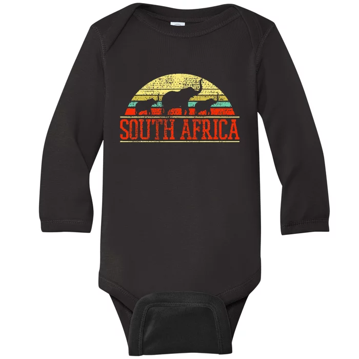 South Africa Elephant Gift Retro Vintage Baby Long Sleeve Bodysuit