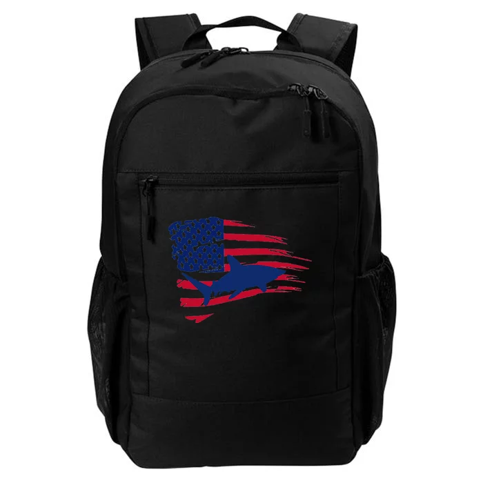 Shark American Flag Saltwater Fishing Deep Sea Fish Trip USA Daily Commute Backpack