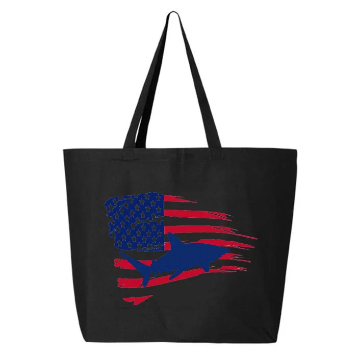 Shark American Flag Saltwater Fishing Deep Sea Fish Trip USA 25L Jumbo Tote