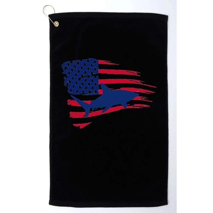 Shark American Flag Saltwater Fishing Deep Sea Fish Trip USA Platinum Collection Golf Towel