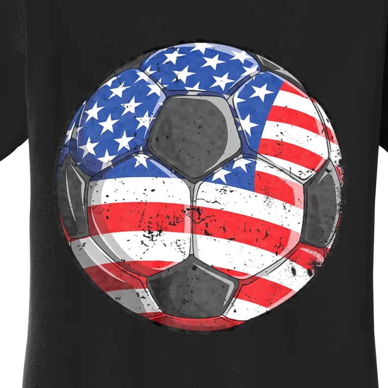 Soccer American Flag 4th Of July Women's T-Shirt