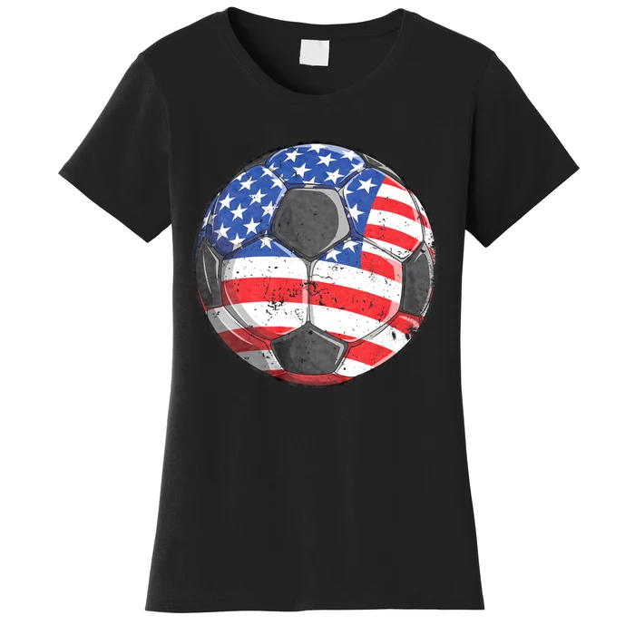 Soccer American Flag 4th Of July Women's T-Shirt