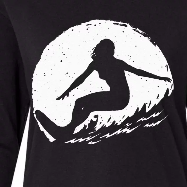 Surf Art For Wo Beach Surfer Hawaiian Wave Surfing Womens Cotton Relaxed Long Sleeve T-Shirt