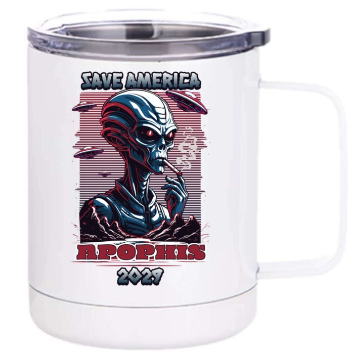 Save America Funny Alien Asteroid Apophis 2029 Gift Front & Back 12oz Stainless Steel Tumbler Cup