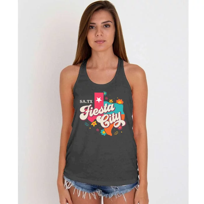 San Antonio Fiesta City Cinco De Mayo Fiesta Squad Texas Women's Knotted Racerback Tank