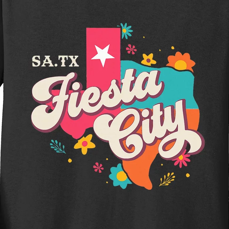 San Antonio Fiesta City Cinco De Mayo Fiesta Squad Texas Kids Long Sleeve Shirt