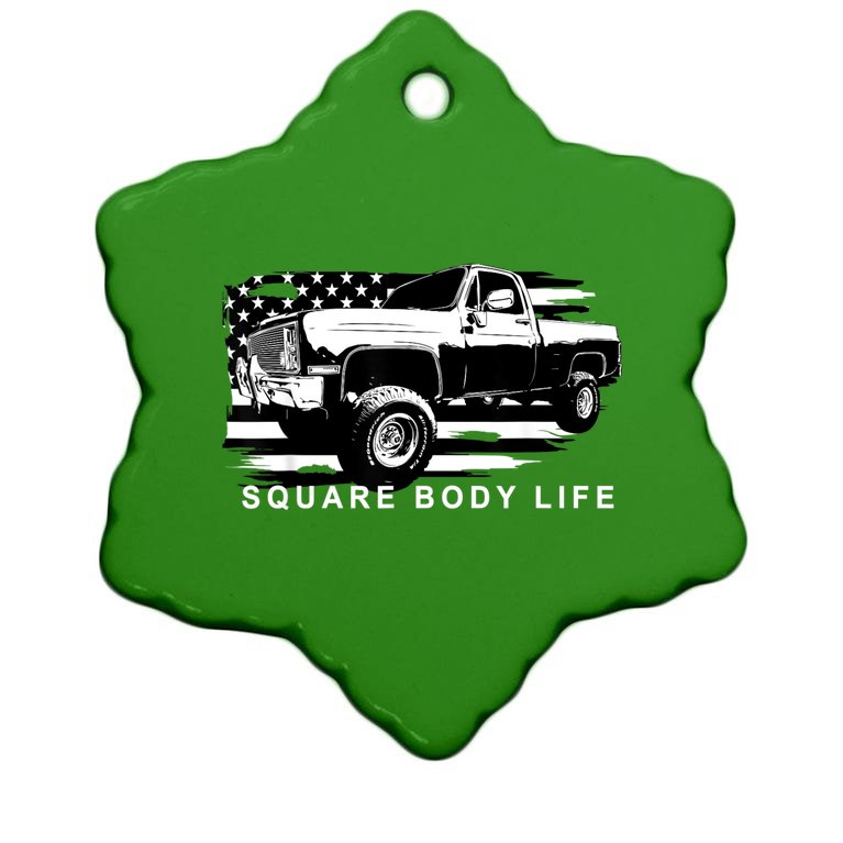 Squarebody American Flag Square Body Truck Christmas Ornament