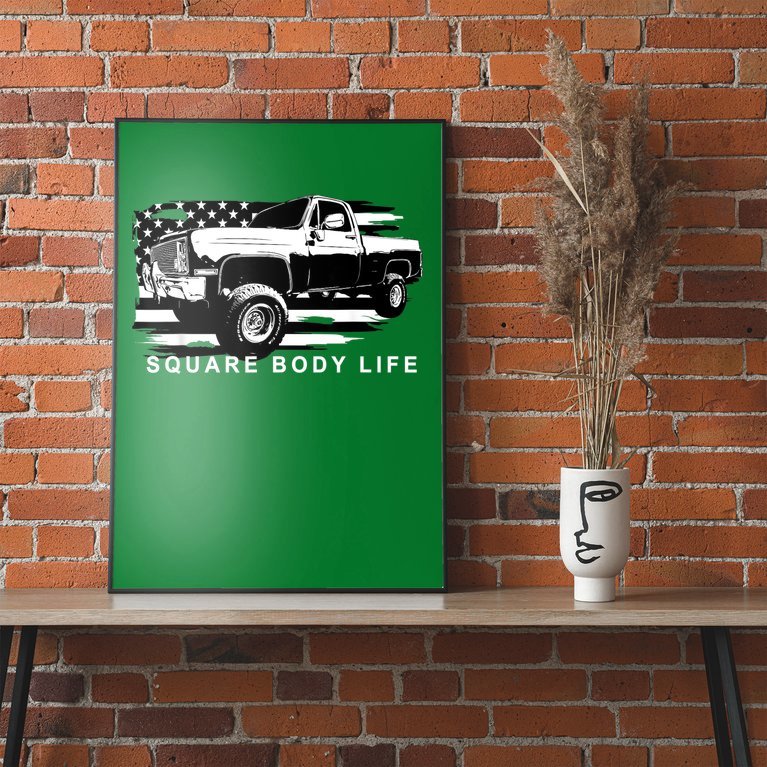 Squarebody American Flag Square Body Truck Poster