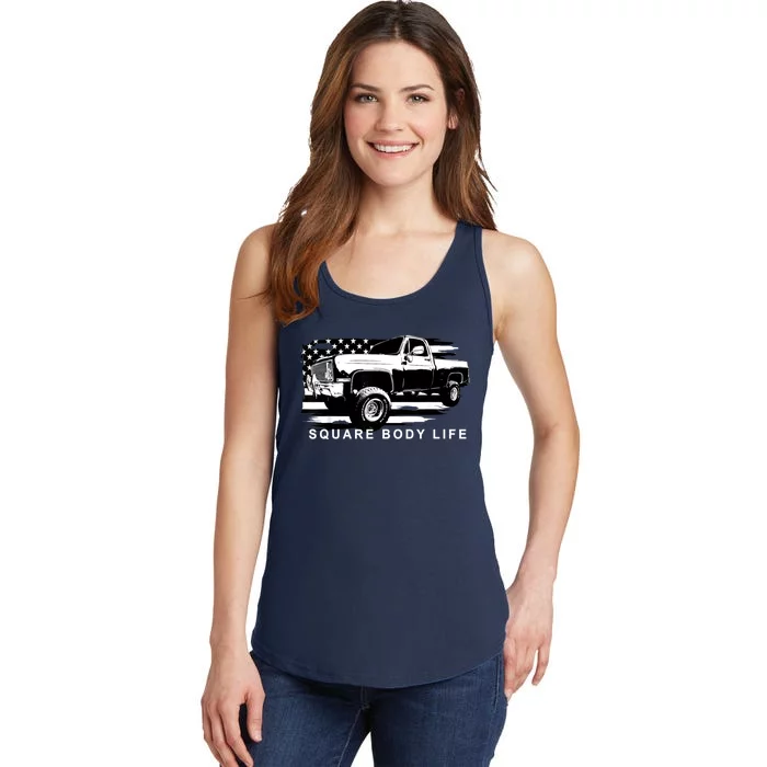 Squarebody American Flag Square Body Truck Ladies Essential Tank