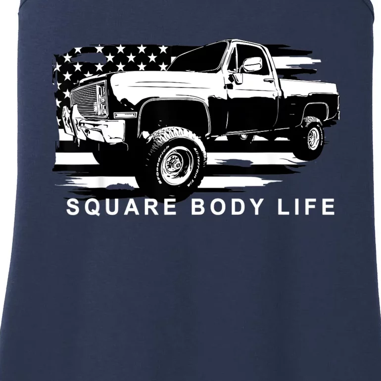 Squarebody American Flag Square Body Truck Ladies Essential Tank