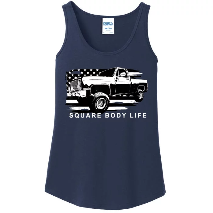 Squarebody American Flag Square Body Truck Ladies Essential Tank