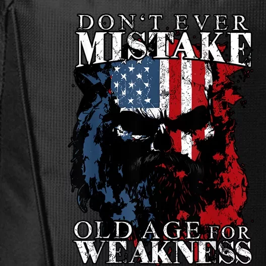 Skull American Flag Dont Ever Mistake Old Age For Weakness City Backpack