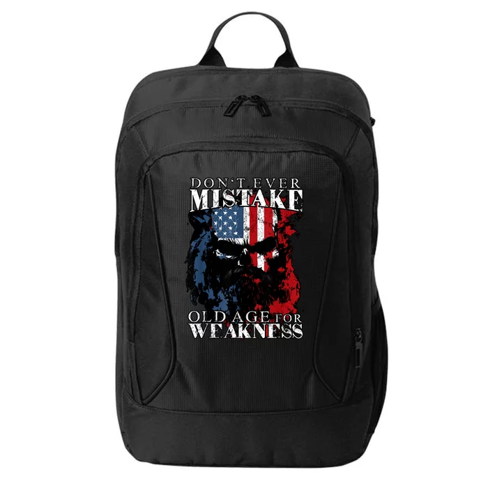 Skull American Flag Dont Ever Mistake Old Age For Weakness City Backpack