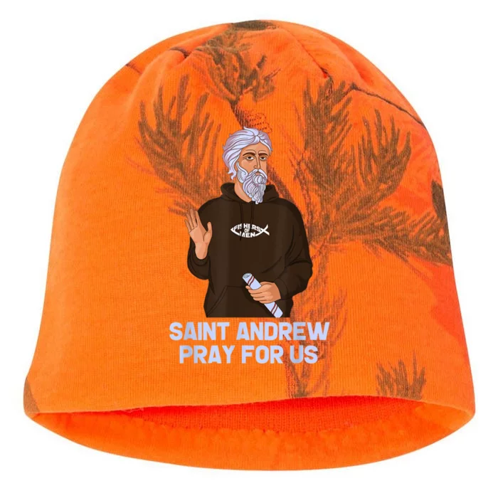 St Andrew Fishing Patron Saint Of Fisherman Catholic Saint Kati - Camo Knit  Beanie