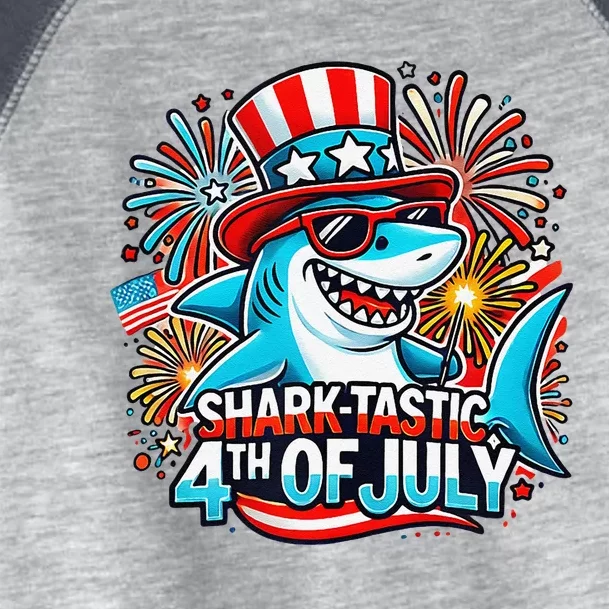 Shark American Flag Usa 4th Of July Funny Toddler Fine Jersey T-Shirt