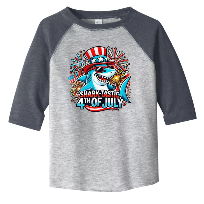 Shark American Flag Usa 4th Of July Funny Toddler Fine Jersey T-Shirt