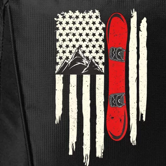 Snowboard American Flag Winter Sports Alpine Snowboarding TShirt City Backpack