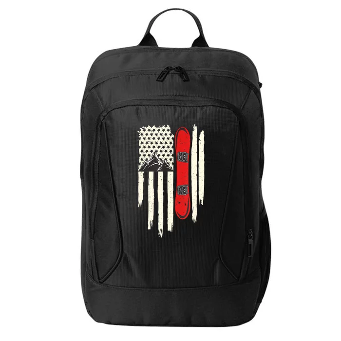 Snowboard American Flag Winter Sports Alpine Snowboarding TShirt City Backpack