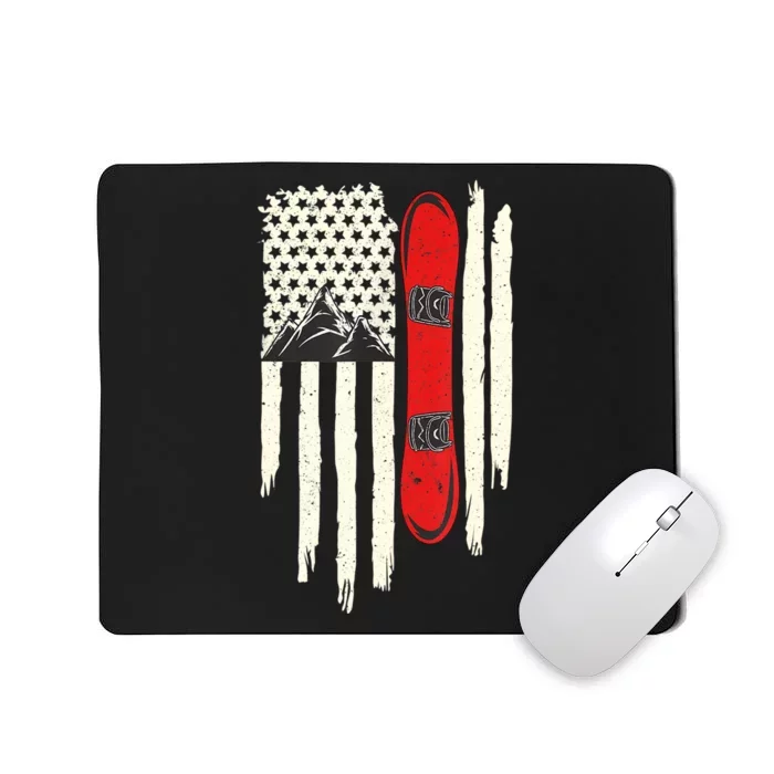 Snowboard American Flag Winter Sports Alpine Snowboarding TShirt Mousepad