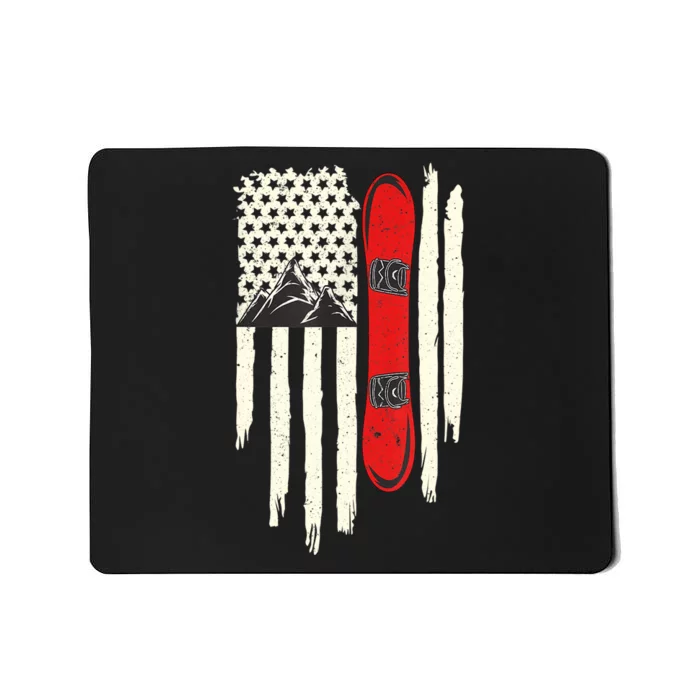 Snowboard American Flag Winter Sports Alpine Snowboarding TShirt Mousepad