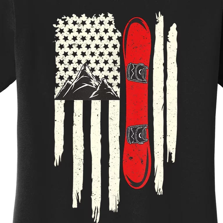 Snowboard American Flag Winter Sports Alpine Snowboarding TShirt Women's T-Shirt