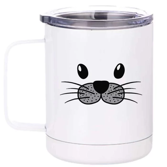 Seal Animal Face Cute Lazy Easy DIY Halloween Costume Front & Back 12oz Stainless Steel Tumbler Cup