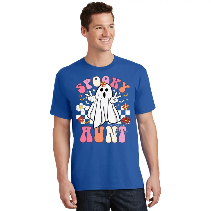 Spooky Aunt Floral Ghost Hippie Halloween Spooky Family T-Shirt