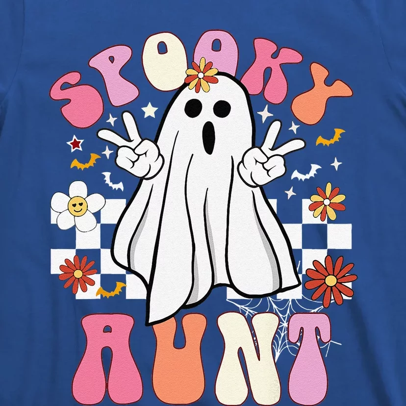 Spooky Aunt Floral Ghost Hippie Halloween Spooky Family T-Shirt