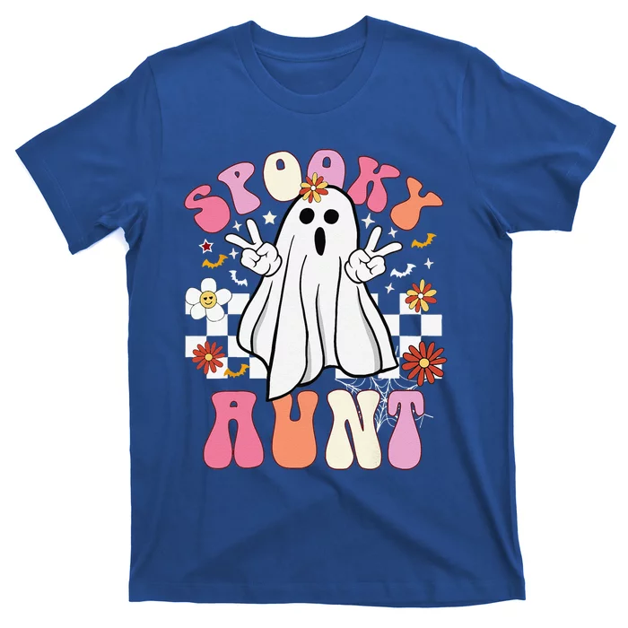 Spooky Aunt Floral Ghost Hippie Halloween Spooky Family T-Shirt